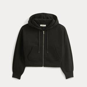 NWT Everlane LUXE FLEECE FULL-ZIP CROPPED HOODIE in black